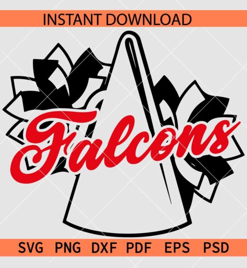Falcons Megaphone SVG, Falcons Pom Pom Megaphone SVG