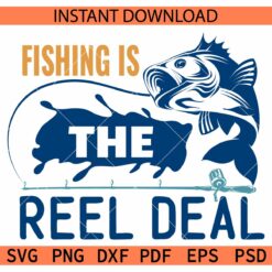 Fishing is the reel deal SVG, Fishing Rod with Fish SVG
