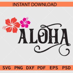 Floral Aloha Clipart SVG, Hibiscus Flower Aloha Décor SVG