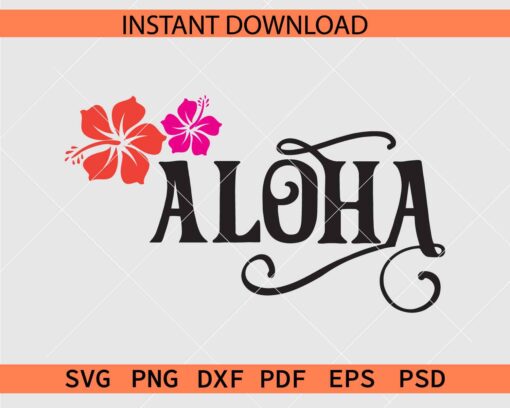 Floral Aloha Clipart SVG, Hibiscus Flower Aloha Décor SVG