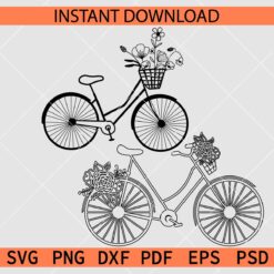 Floral Bicycle Bundle SVG, Floral bike Vector SVG, Bicycle Flowers Stencil Bundle SVG