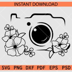 Floral Camera SVG, Camera Flowers Vector SVG, Floral Camera Décor SVG