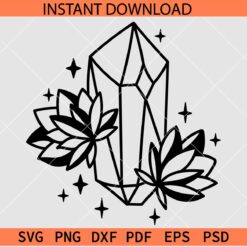 Floral Celestial Crystal SVG, Crystal with Stars SVG, Magic Crystals SVG