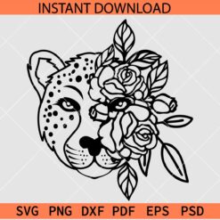 Floral Cheetah Head SVG, Cheetah Head Flowers SVG