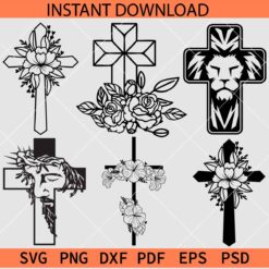 Floral Cross Bundle SVG, Easter Cross Bundle SVG, Cross Flowers Bundle Silhouette SVG