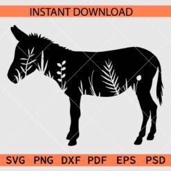 Floral Donkey Silhouette SVG, Floral Donkey Vector SVG
