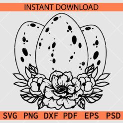 Floral Easter Eggs Sketch SVG, Floral Easter Eggs Line Art Décor SVG