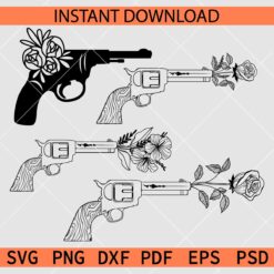 Floral Pistol Bundle SVG, Pistol Flowers Bundle SVG