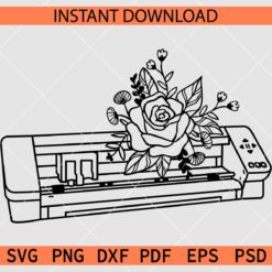 Floral Silhouette Cameo Printer SVG, Silhouette Cameo Printer with Flowers SVG