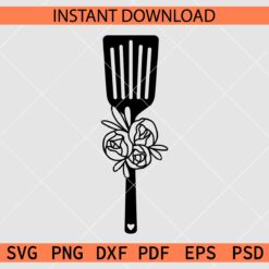 Floral spatula Décor SVG, Spatula Flowers SVG, Floral Spatula Silhouette SVG
