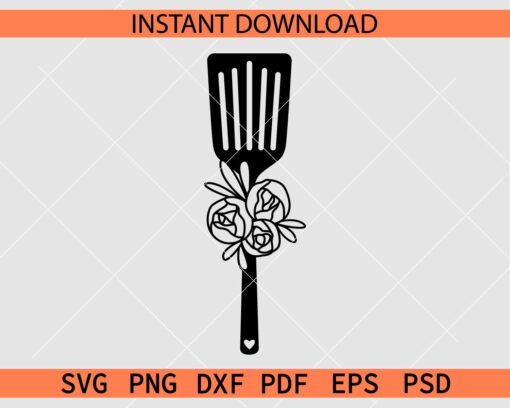 Floral spatula Décor SVG, Spatula Flowers SVG, Floral Spatula Silhouette SVG