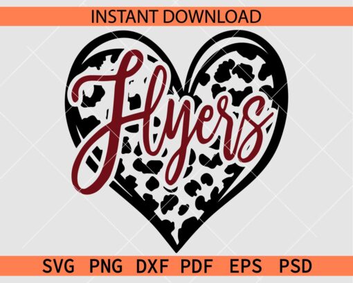 Flyers inside Leopard Print Heart SVG, Philadelphia Flyers Sports Décor SVG, The Flyers Sports SVG