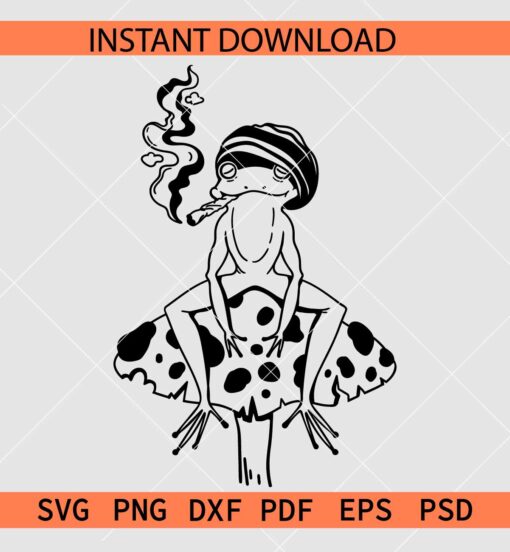Frog on mushroom smoking weed SVG, Funny Frog Smoking weed SVG