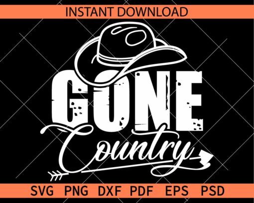 Gone Country Hat Stencil SVG, Gone Country Décor SVG