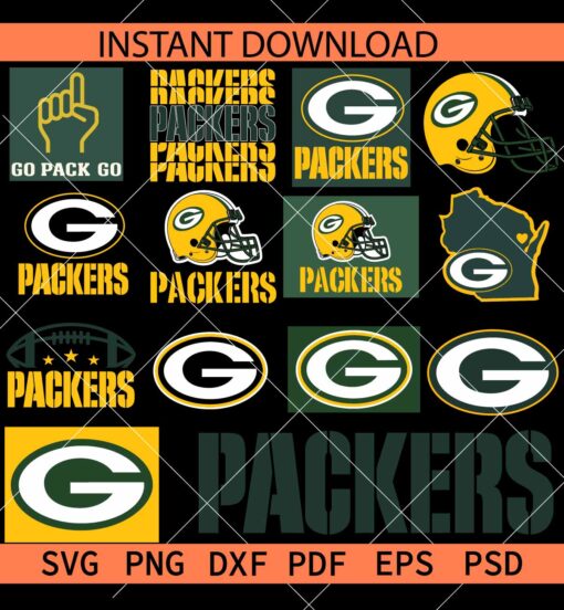 Green Bay Packers Bundle SVG, Green Bay Packers Logo Bundle SVG