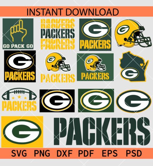 Green Bay Packers Bundle SVG, Green Bay Packers Logo Bundle SVG