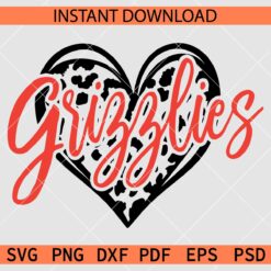 Grizzlies inside Leopard Print Heart SVG, Grizzlies Sports Décor SVG, Memphis Grizzlies Sports SVG