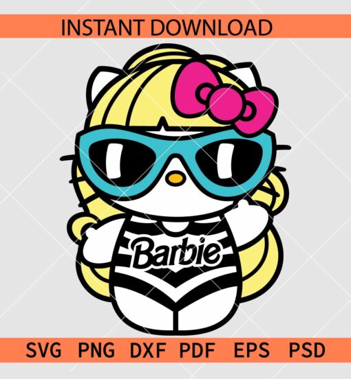 Hallo Kitty Barbie SVG, Barbie Kitten SVG, Layered Barbie Kitty SVG