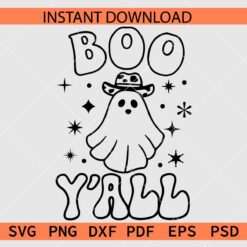 Halloween Ghost Boo Y’all Line Art SVG