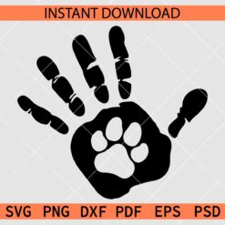 Hand Paw print Vector SVG, Paw Inside Hand Décor SVG