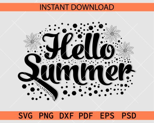 Hello Summer SVG, Hello Summer Stencil SVG