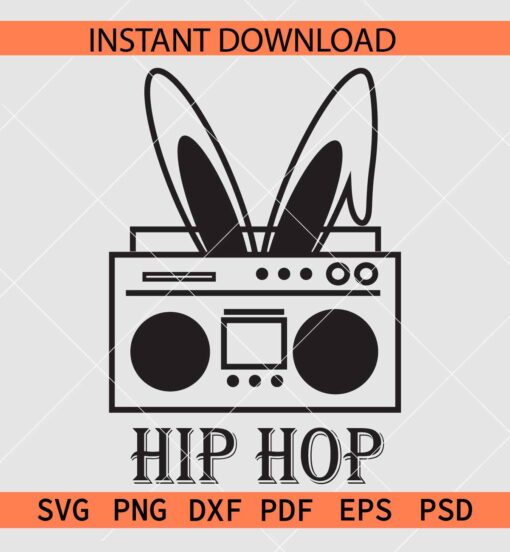 Hip Hop Classic Radio SVG, Vintage Radio with Bunny Ears SVG, Easter Hip Hop Radio SVG