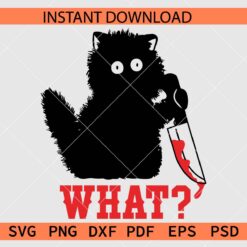Horror Cat Holding Knife What Vector SVG