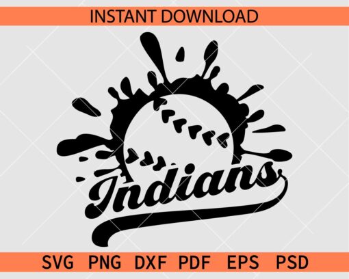 Indians Splash Baseball SVG, Indians Baseball Décor SVG