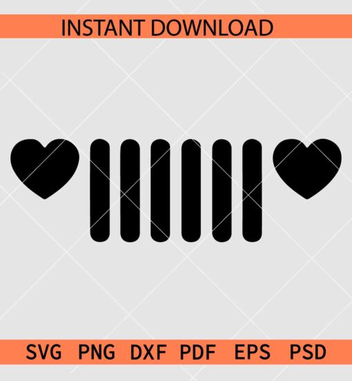 Jeep Grill Heart Symbol SVG, Jeep Lover SVG, Heart Jeep Grill SVG