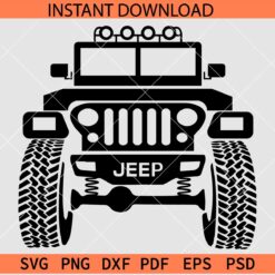 Jeep with Roof Lights Front SVG, Jeep Wrangler Front SVG, Monster Jeep Front SVG