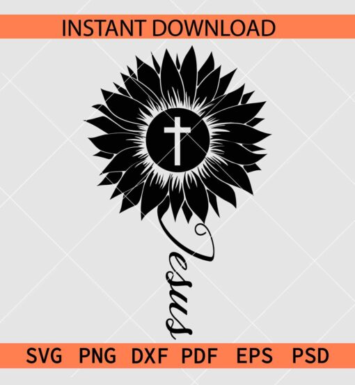 Jesus sunflower Silhouette SVG, Easter sunflower SVG, Christianity Inspiration SVG