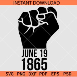 June 19 1865 Fist Vector SVG, June 19 1865 Fist Silhouette SVG, June 19 1865 Fist Stencil SVG