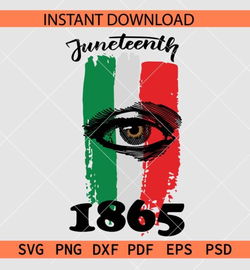 Juneteenth 1865 eyelashes flag SVG, June 19 1865 eye SVG, Juneteenth 1865 eye inside flag SVG