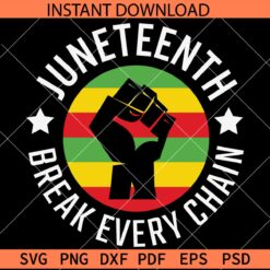 Juneteenth Break Every Chain Fist SVG, Juneteenth fist SVG,  June 19th 1865 fist SVG