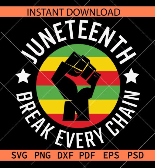 Juneteenth Break Every Chain Fist SVG, Juneteenth fist SVG,  June 19th 1865 fist SVG