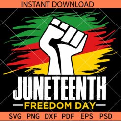 Juneteenth Fist in flag SVG, Freedom day flag SVG, Juneteenth flag with Fist SVG