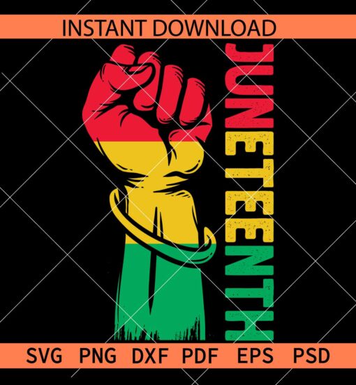 Juneteenth Fist with Bracelet SVG, Grunge Juneteenth Fist SVG