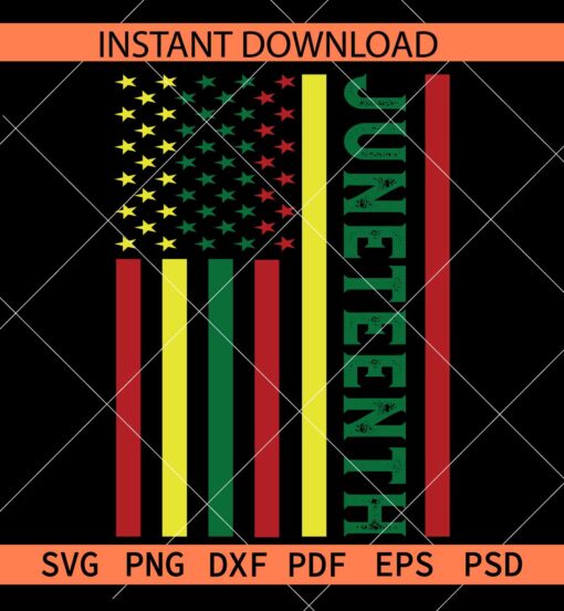Juneteenth Flag for black background SVG, US Flag Juneteenth Colors SVG
