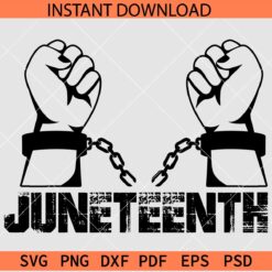 Juneteenth Handcuff with Chain SVG, Fist chained with handcuff Juneteenth SVG
