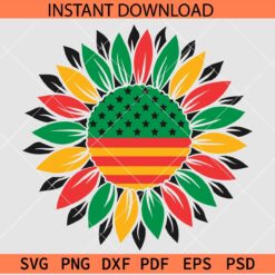 Juneteenth Sunflower SVG, Juneteenth flag inside sunflower SVG