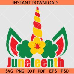 Juneteenth Unicorn SVG,  June 19th 1865 unicorn SVG, Unicorn with Juneteenth Flag SVG