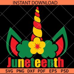 Juneteenth Unicorn SVG,  June 19th 1865 unicorn SVG, Unicorn with Juneteenth Flag SVG