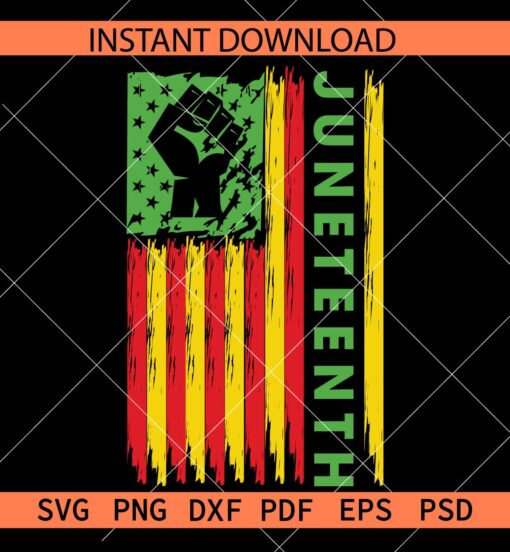 Juneteenth flag SVG, Juneteenth flag with fist SVG,  Distressed Juneteenth flag svg