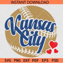 Kansas City Baseball SVG, KC Baseball Hearts SVG, Kansas City Baseball Sports SVG