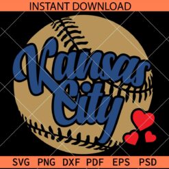 Kansas City Baseball SVG, KC Baseball Hearts SVG, Kansas City Baseball Sports SVG