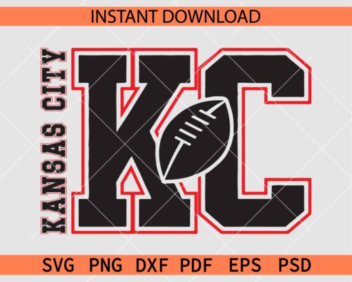 Kansas City KC Football SVG, KC Football Ball Décor SVG