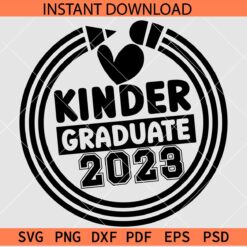Kindergarten 2023 Circular Pencil SVG, Kindergarten Wreath Pencil SVG