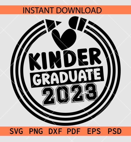 Kindergarten 2023 Circular Pencil SVG, Kindergarten Wreath Pencil SVG