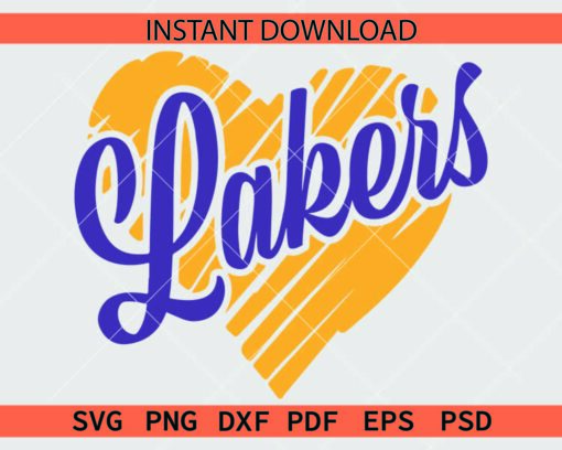 Lakers inside Scribble Heart SVG, Rugged Heart Love Symbol Los Angeles Lakers SVG