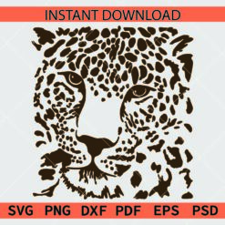 Leopard Face Vector SVG, Leopard Head Clipart SVG, Leopard Face Stencil SVG